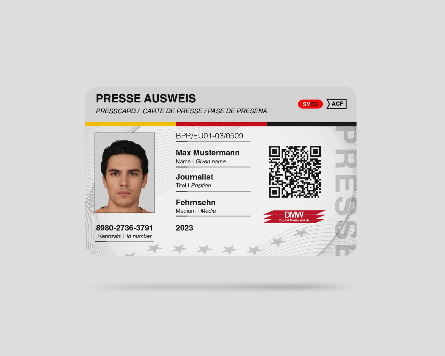 Vorderseite Fake Presseausweis Deutschland