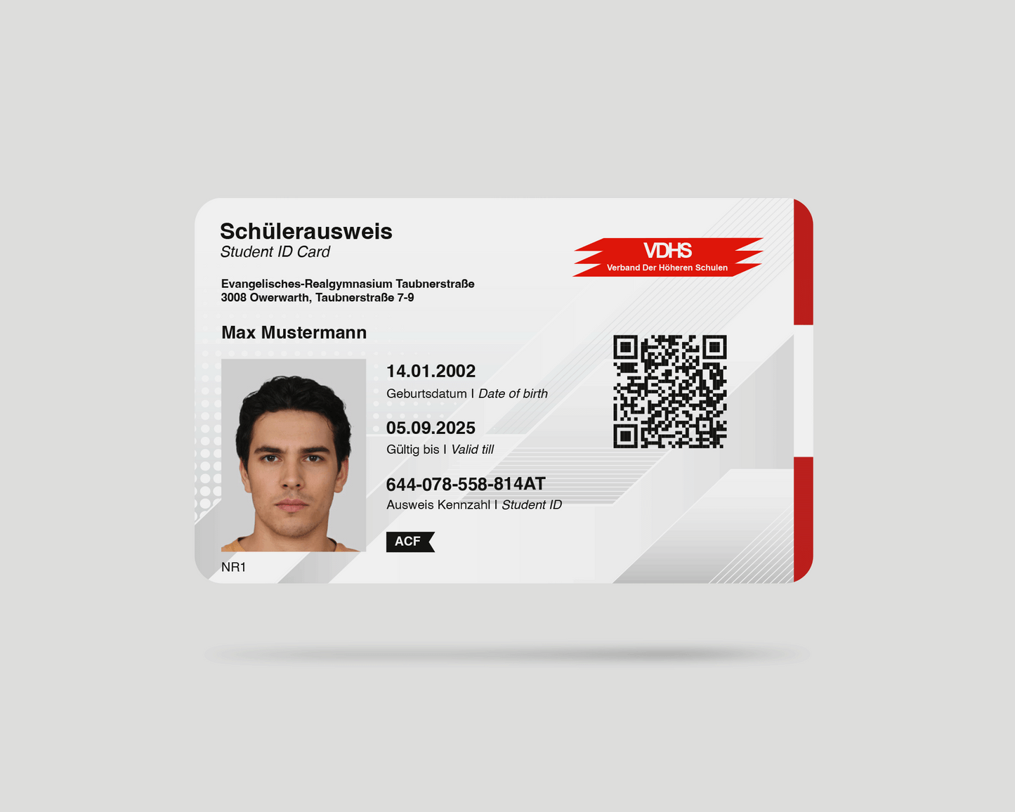 Vorderseite Fake Schülerausweis Österreich