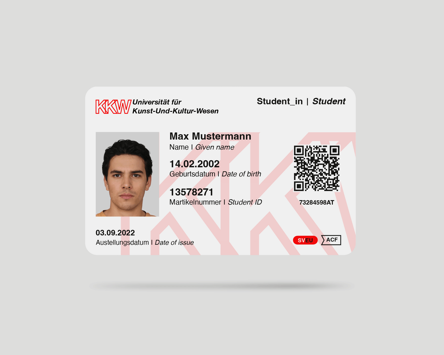 Vorderseite Fake Studentenausweis KKW